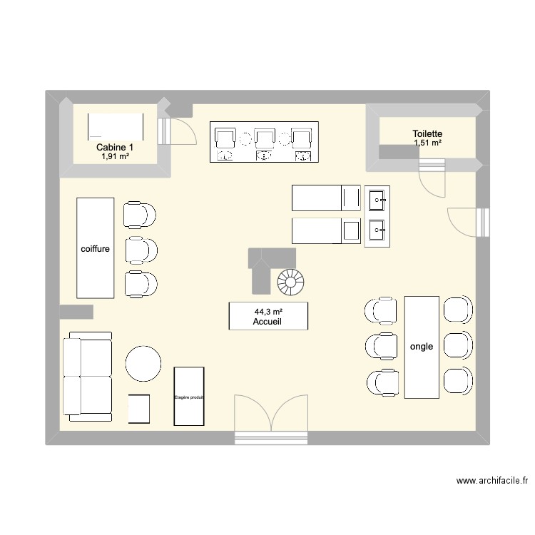 institut menasa 2. Plan de 3 pièces et 48 m2