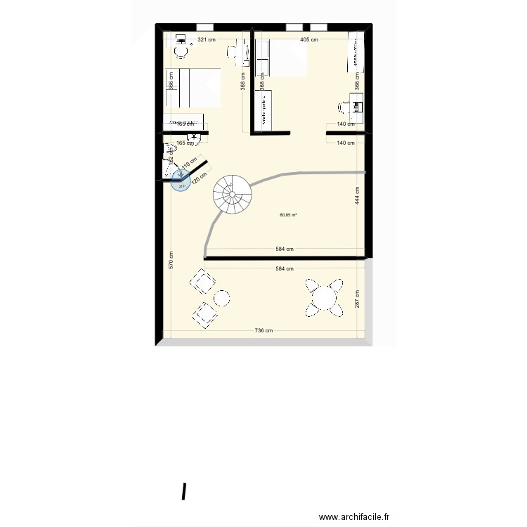 Appart François mezzanine. Plan de 1 pièce et 81 m2