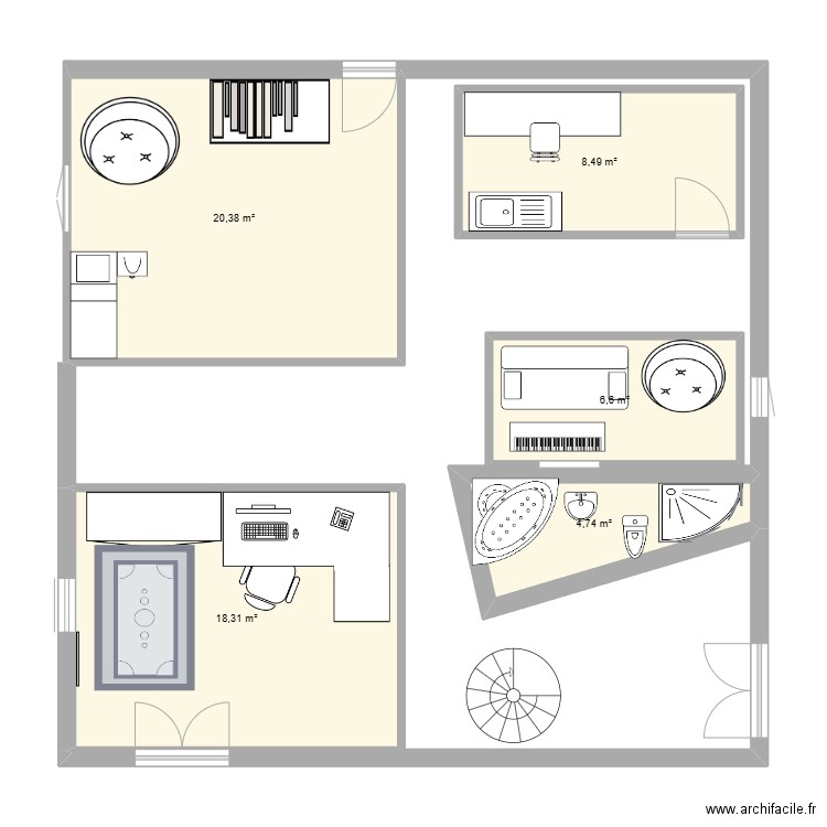 Maison Eline. Plan de 5 pièces et 59 m2