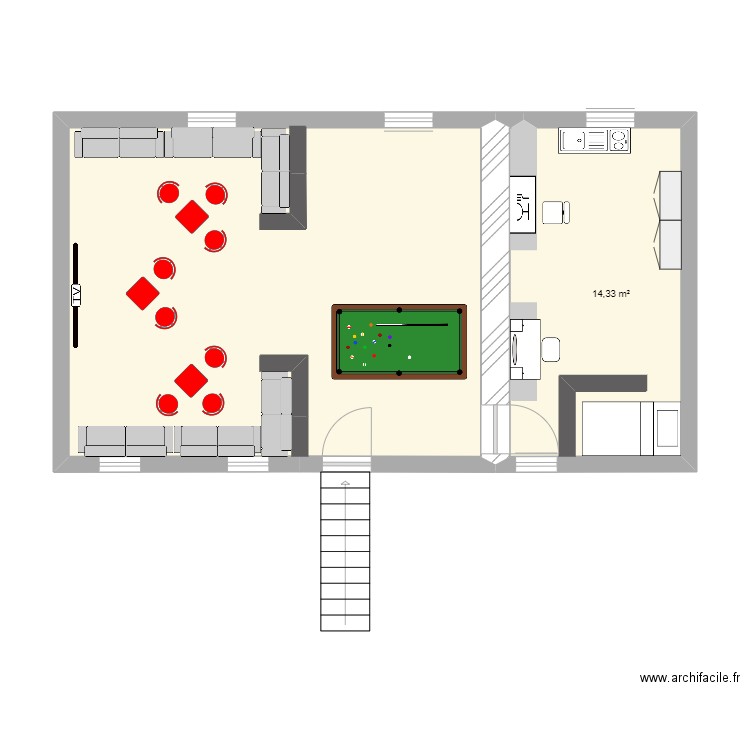 FOYER. Plan de 2 pièces et 51 m2