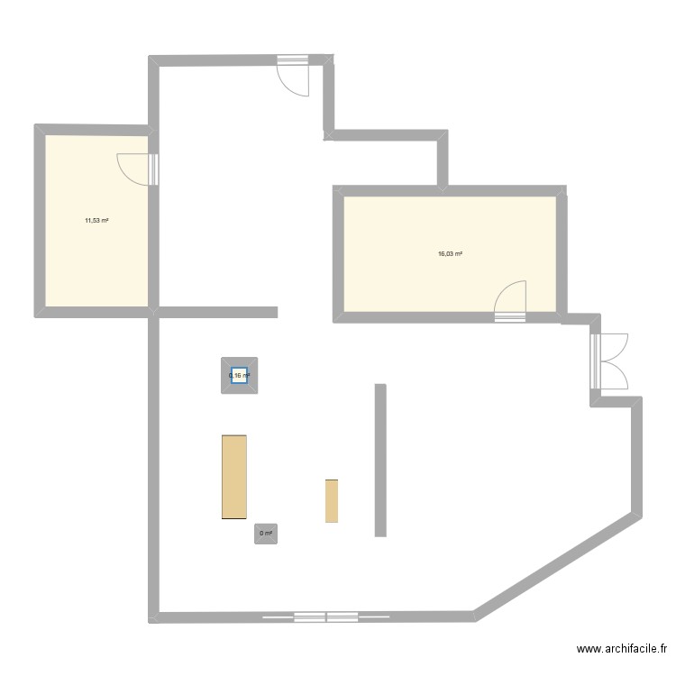 magasin. Plan de 4 pièces et 28 m2