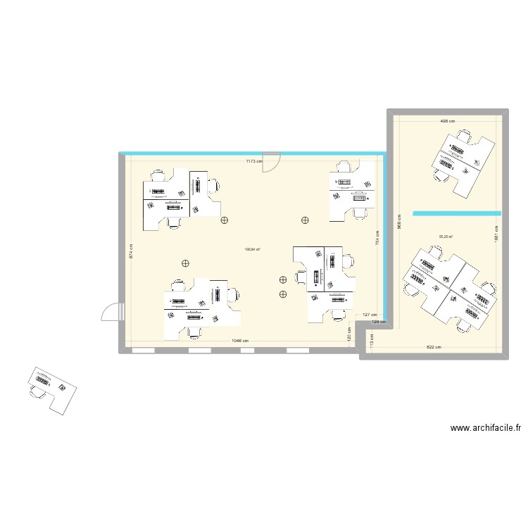 SAAD open space  V4. Plan de 2 pièces et 156 m2