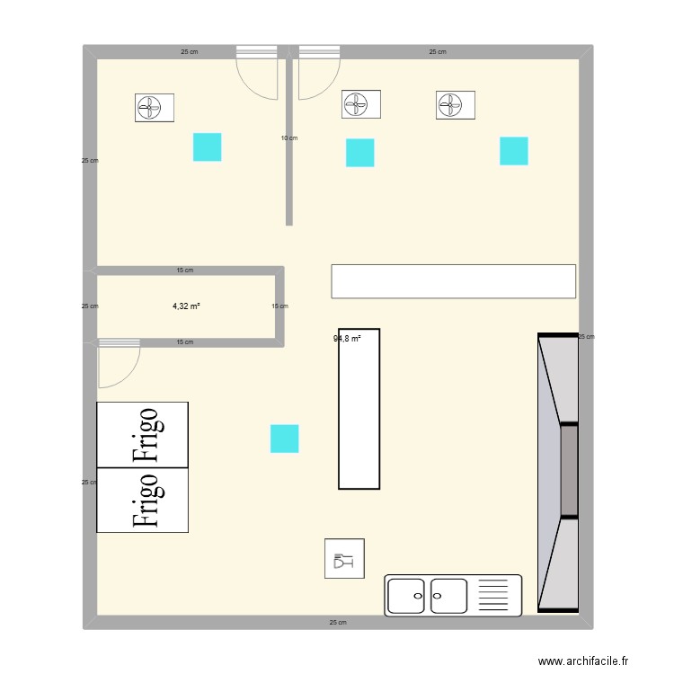 plan G LA DALLE CERGY. Plan de 2 pièces et 99 m2