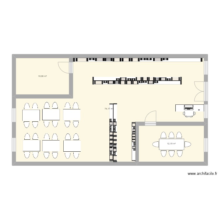 taille théorique magasin. Plan de 3 pièces et 96 m2