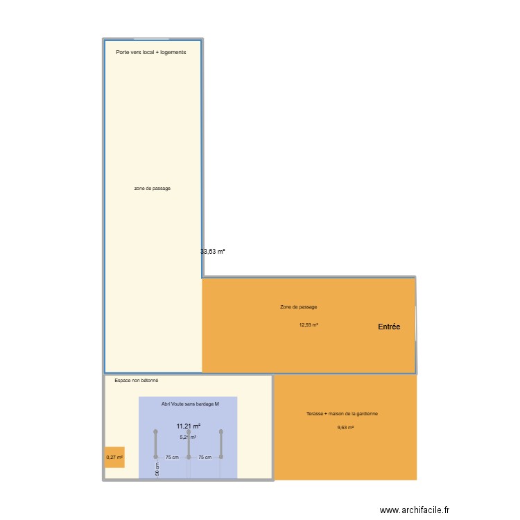 Inkerman. Plan de 2 pièces et 45 m2