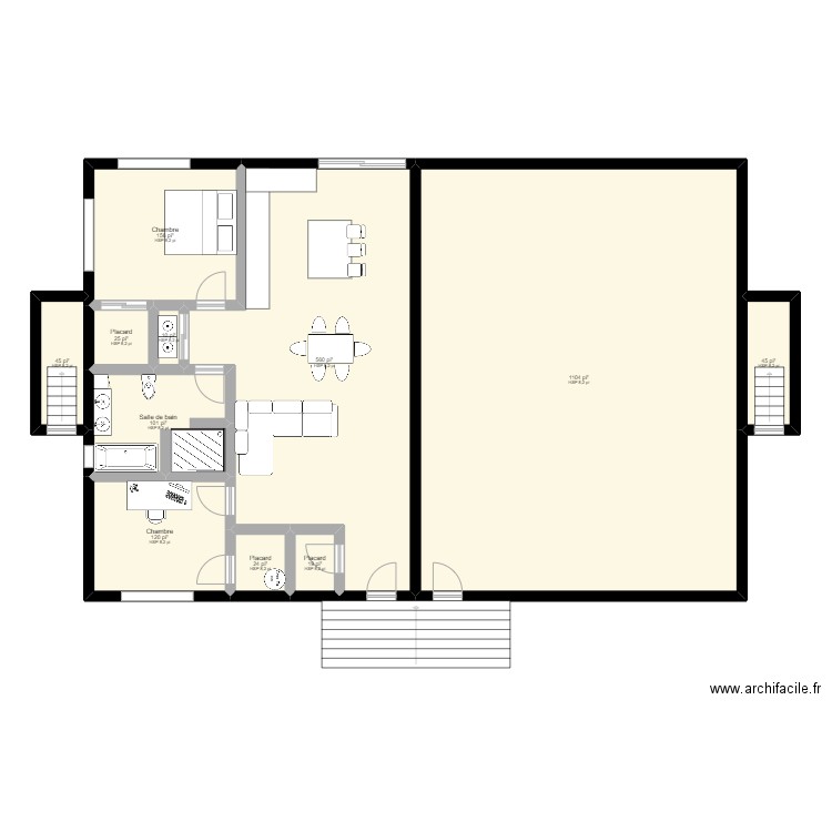 Quadruplex. Plan de 11 pièces et 205 m2