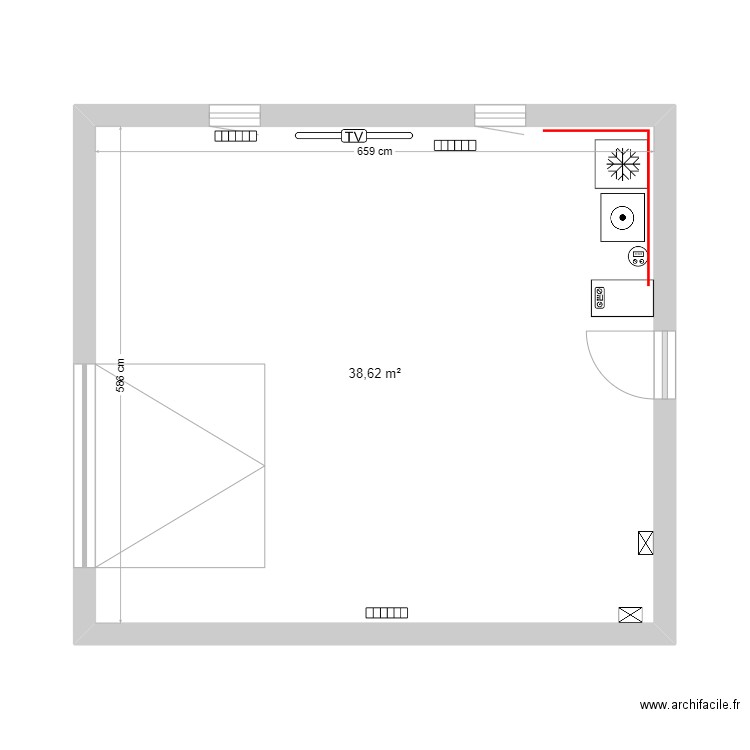 garage. Plan de 1 pièce et 39 m2