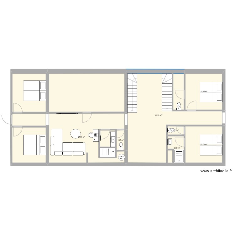 2nd etage sechrerier. Plan de 12 pièces et 139 m2