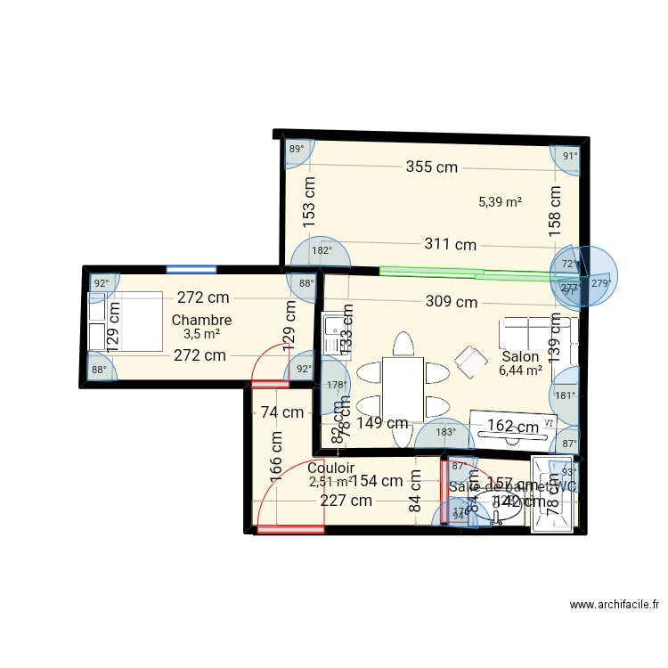 Louer. Plan de 5 pièces et 19 m2