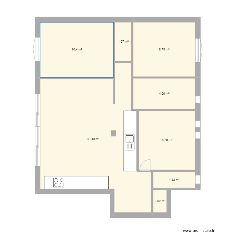 sans modif SDB et toilettes 2. Plan de 8 pièces et 68 m2