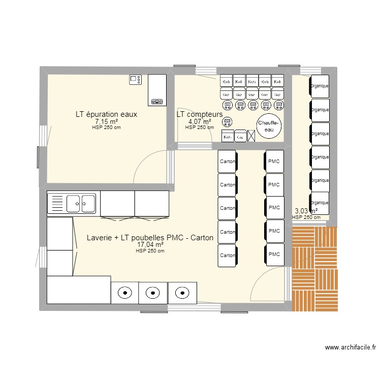 Projet proposition espace technique page 4-4. Plan de 8 pièces et 63 m2