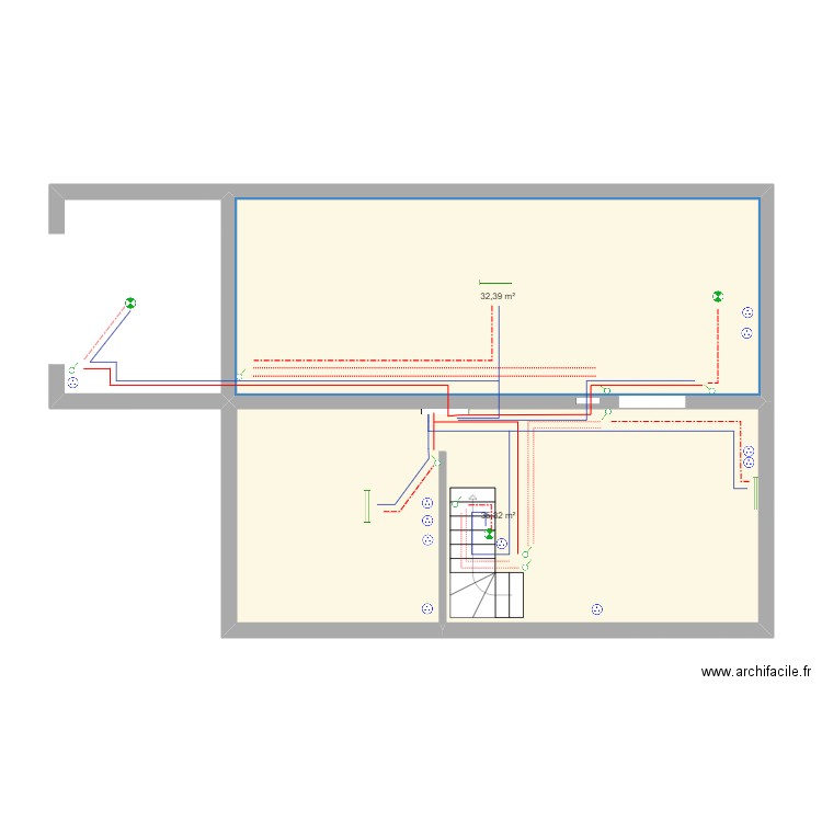 Houilles elec 4. Plan de 2 pièces et 68 m2