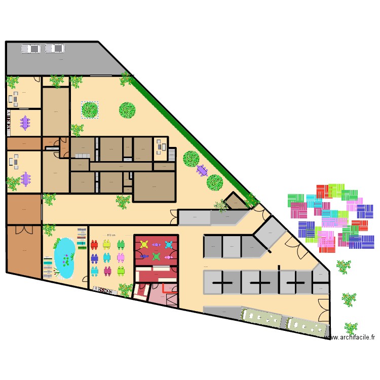 RESTO NORD + STANDS 0911C. Plan de 59 pièces et 1821 m2