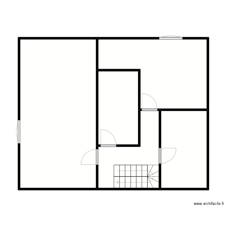 Etage. Plan de 5 pièces et 74 m2