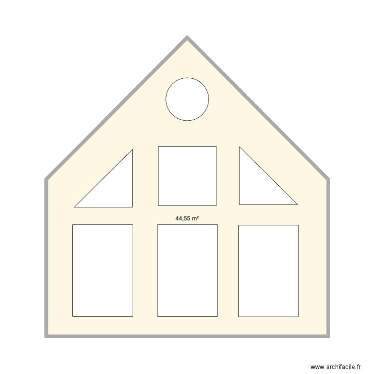 pignon fenetre. Plan de 1 pièce et 45 m2