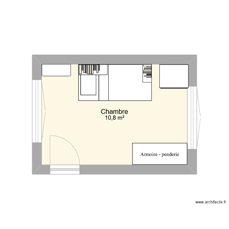 Chambre. Plan de 1 pièce et 11 m2