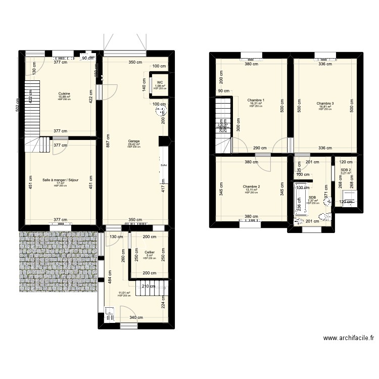 Champvans. Plan de 12 pièces et 139 m2