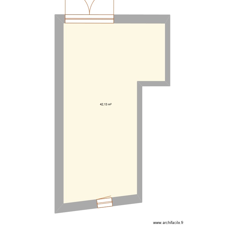 Aménagement grange. Plan de 1 pièce et 42 m2