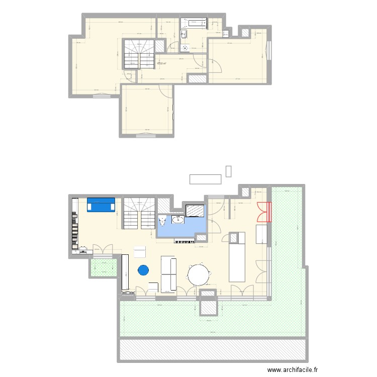 Visite_Cloisons_meubles. Plan de 21 pièces et 190 m2