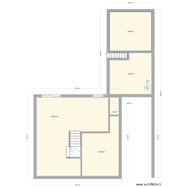 Maison bonne cote. Plan de 5 pièces et 87 m2