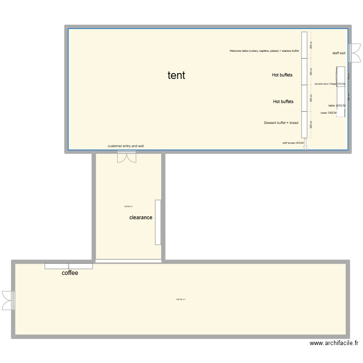 TENTE JAPON. Plan de 3 pièces et 368 m2