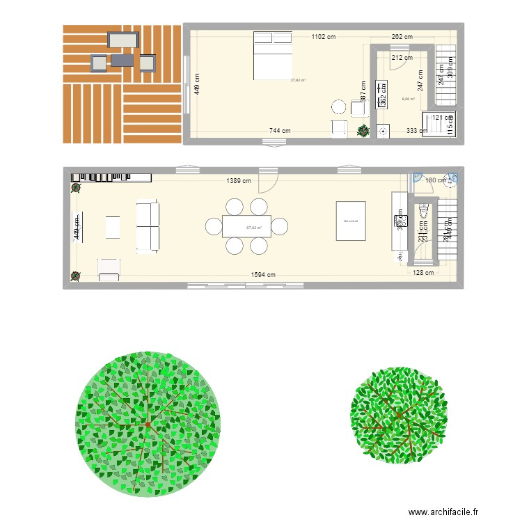 Maison. Plan de 4 pièces et 116 m2