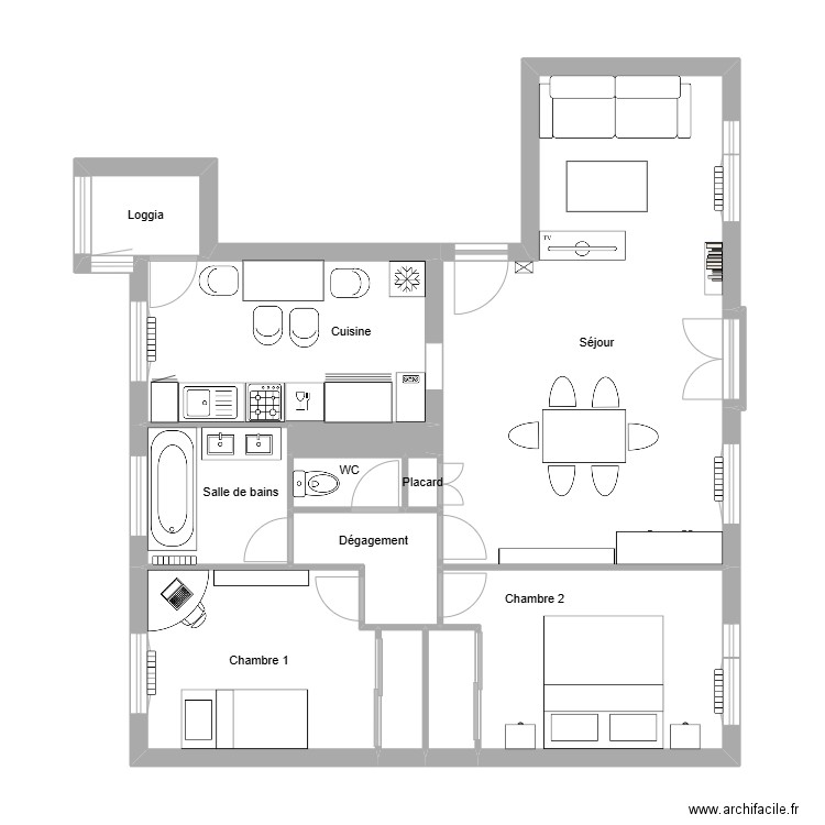 Duclaud non meublé. Plan de 13 pièces et 69 m2