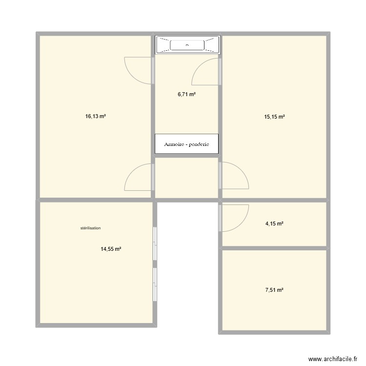 plan actuel. Plan de 6 pièces et 64 m2