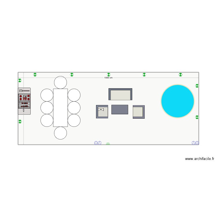 Terrasse. Plan de 1 pièce et 40 m2