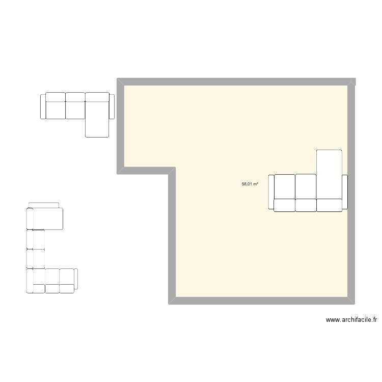 555. Plan de 1 pièce et 58 m2