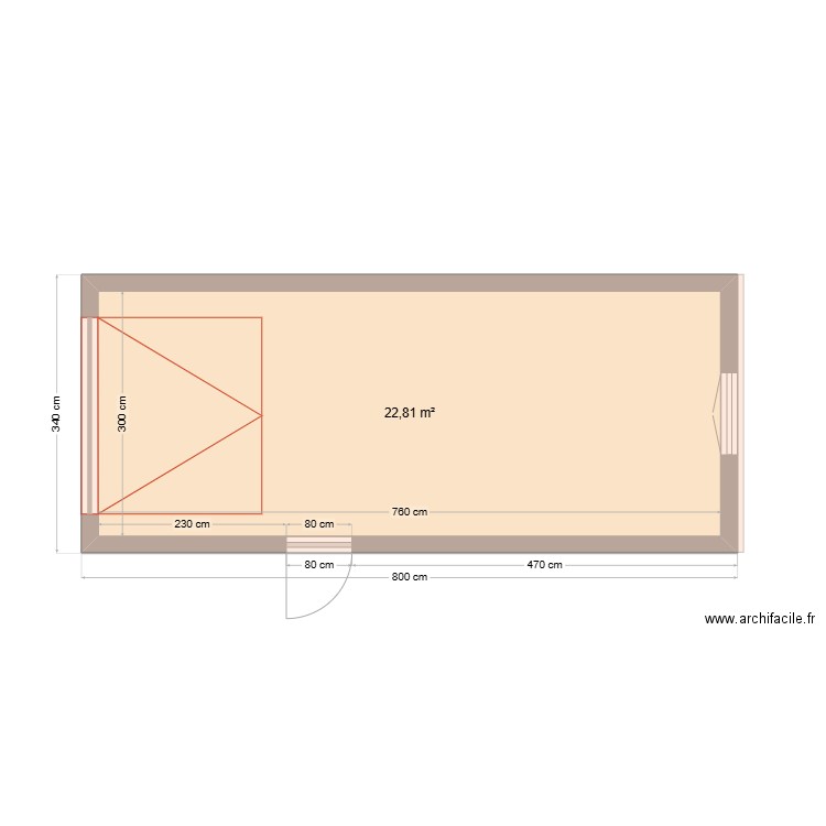 ELVIS. Plan de 1 pièce et 23 m2