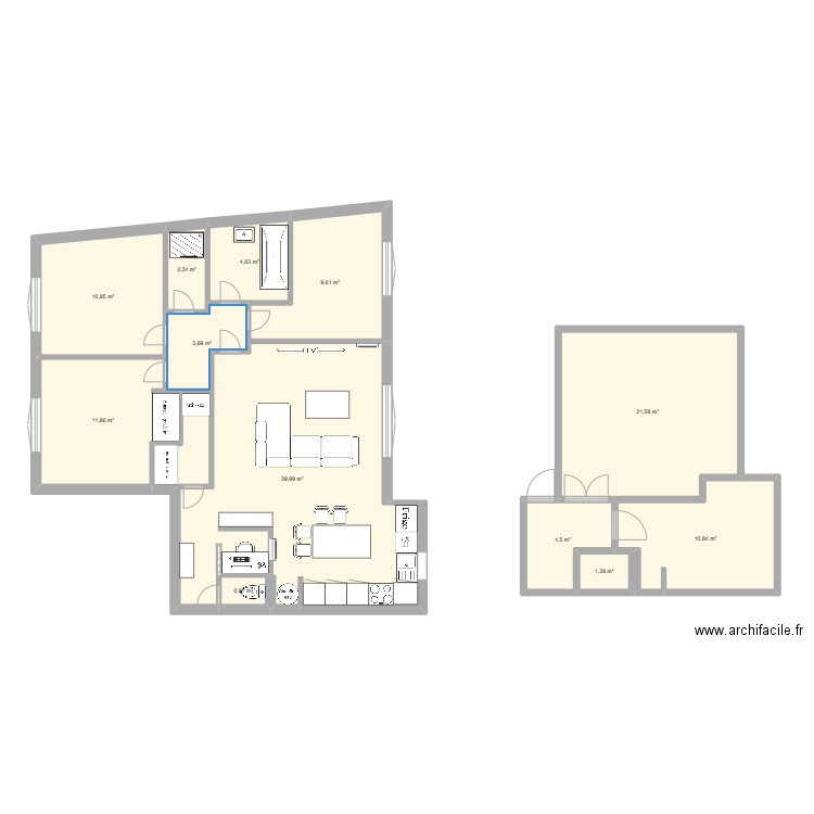 carrieres 2. Plan de 12 pièces et 122 m2