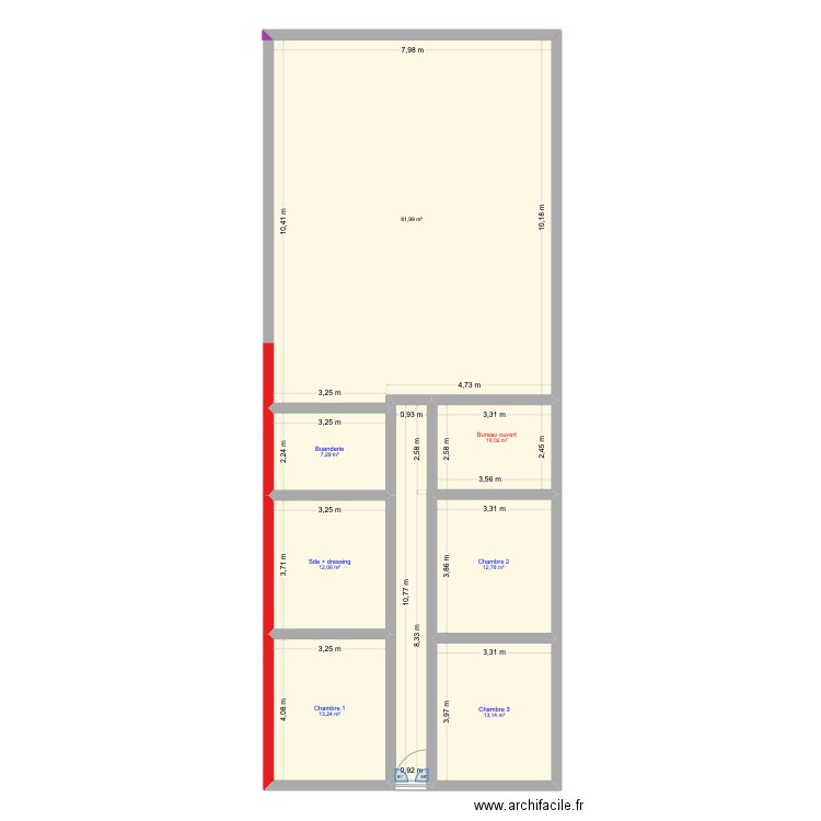 Zola-modif. Plan de 7 pièces et 159 m2