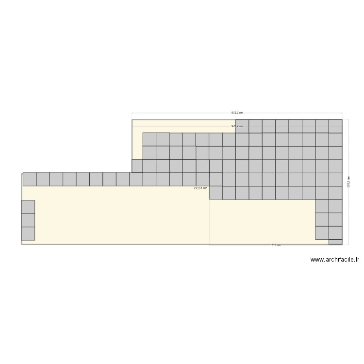 Evelyne. Plan de 1 pièce et 73 m2