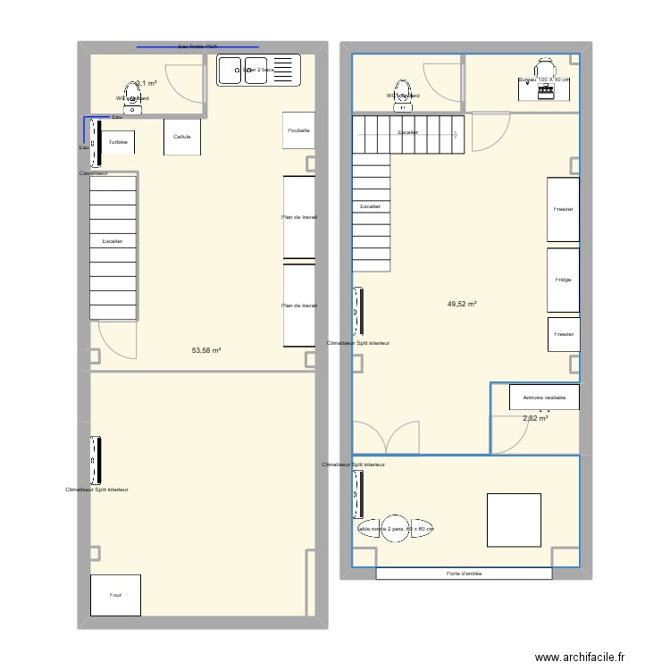 Glacerie Tabanan. Plan de 4 pièces et 109 m2