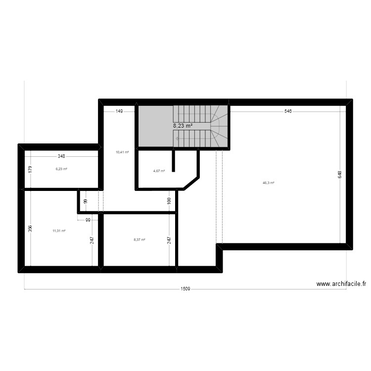 APPART DN 0.0. Plan de 7 pièces et 96 m2