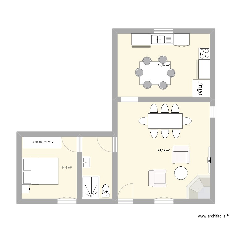 Gure Nekia. Plan de 4 pièces et 63 m2