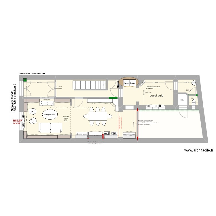 FERME. Plan de 44 pièces et 416 m2