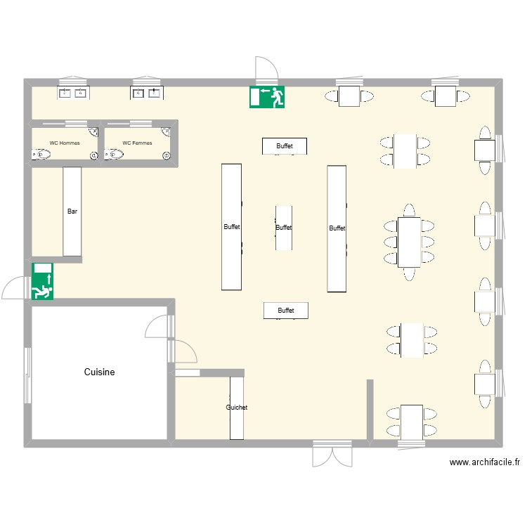 Restaurant plan. Plan de 4 pièces et 202 m2