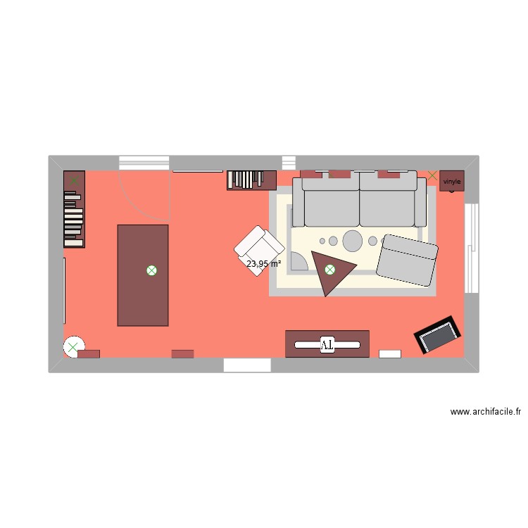 maison. Plan de 1 pièce et 24 m2