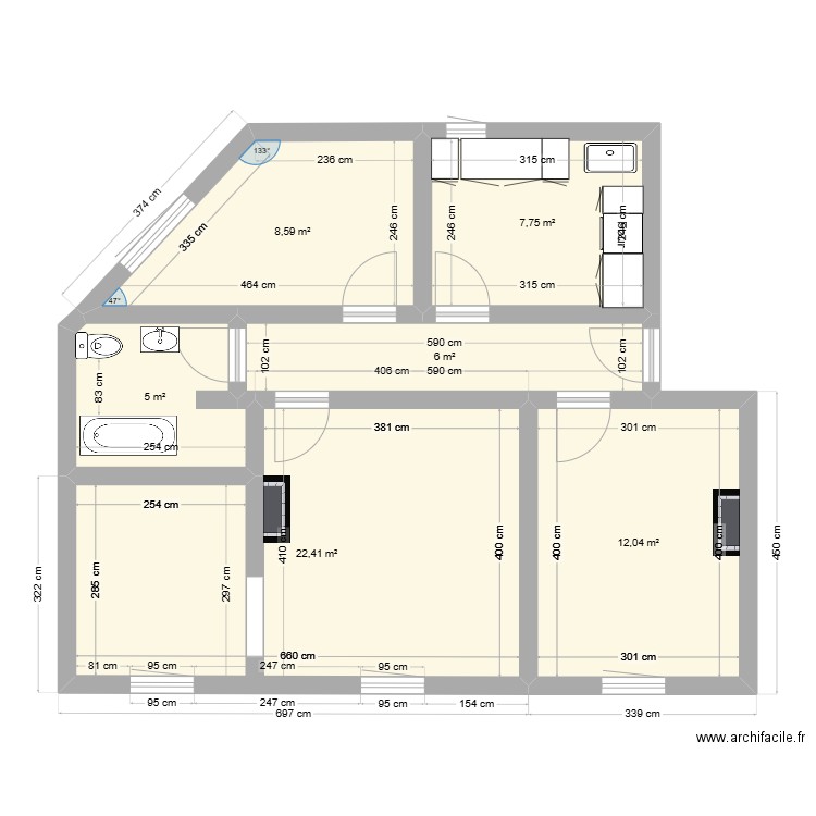 sophie. Plan de 6 pièces et 62 m2