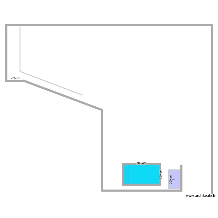 jardin piscine. Plan de 1 pièce et 5 m2