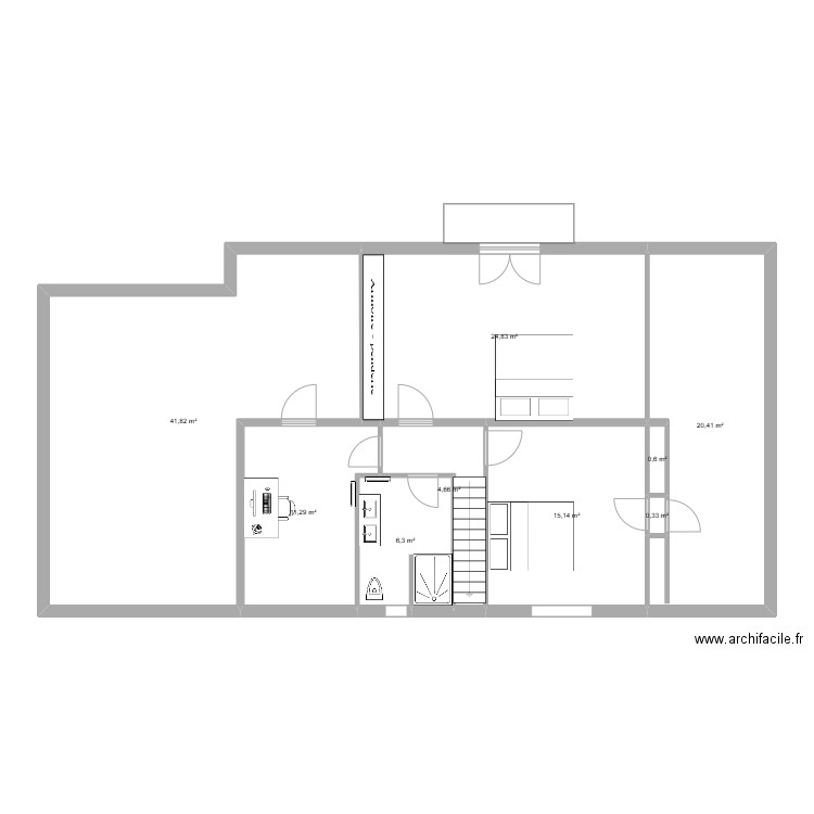 SOCOA ETAGE. Plan de 9 pièces et 125 m2