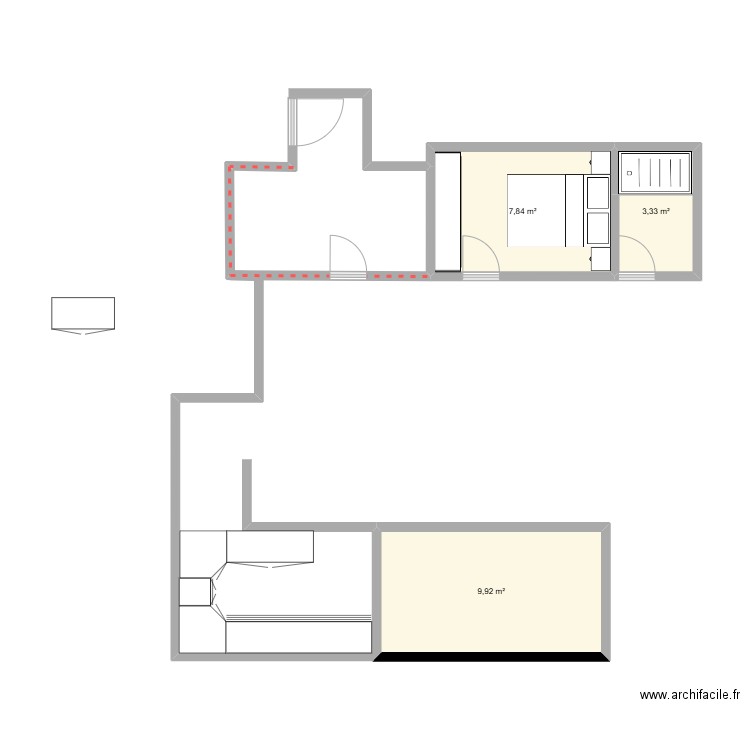 MAISON 3. Plan de 3 pièces et 21 m2