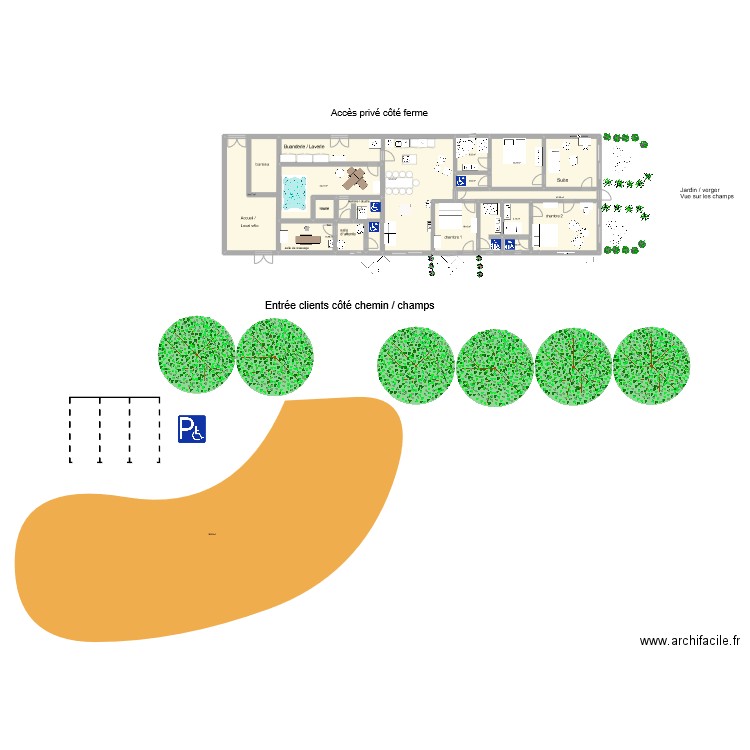 Maison. Plan de 13 pièces et 226 m2