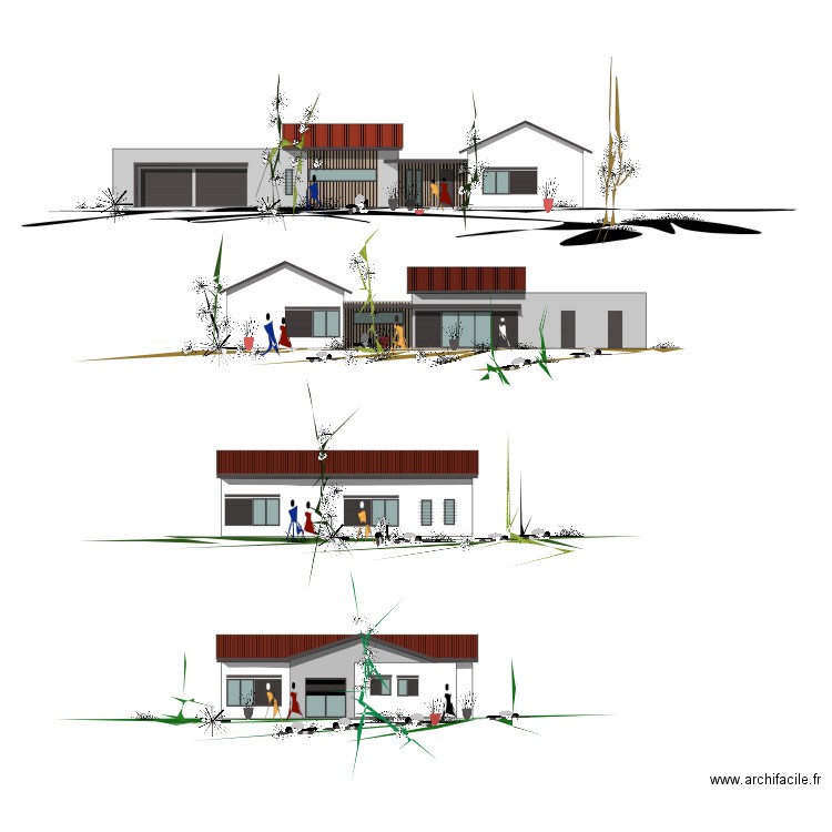 FACADES MAISON EN H. Plan de 0 pièce et 0 m2