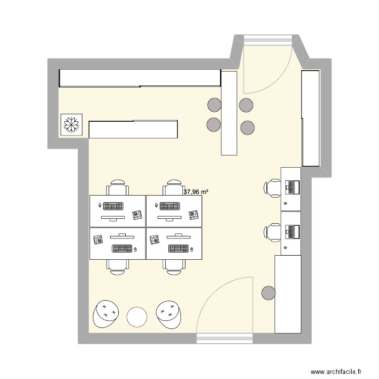 bureau DCVC. Plan de 1 pièce et 38 m2