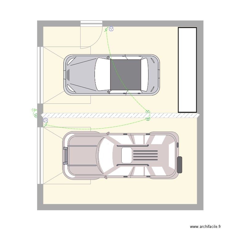 Totom garage. Plan de 2 pièces et 47 m2