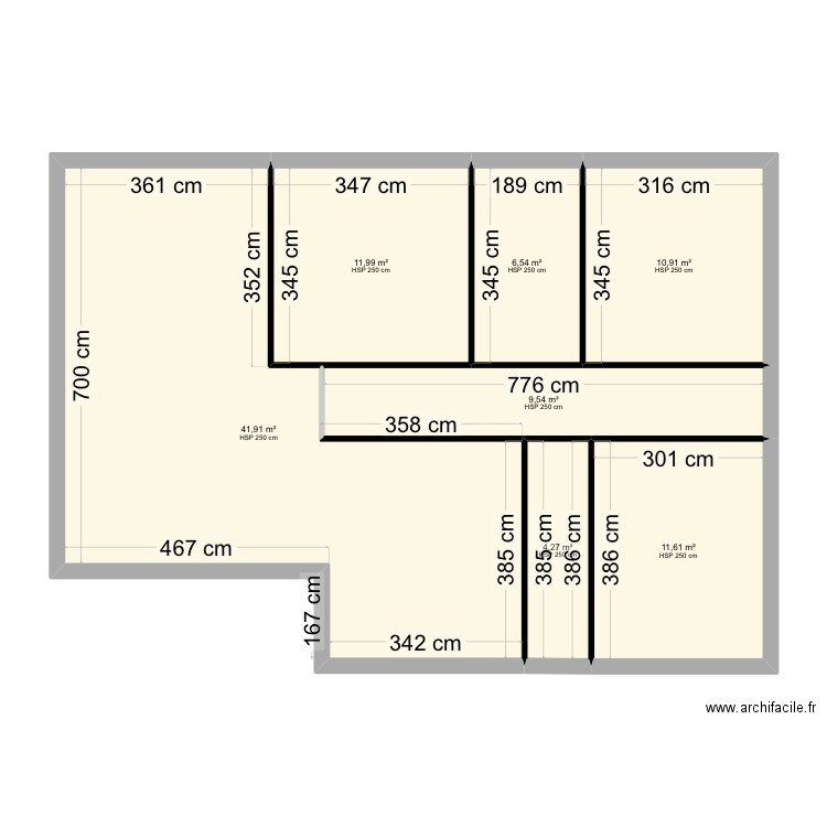 Chometton. Plan de 7 pièces et 97 m2