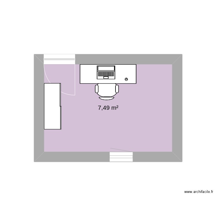 my bedroom. Plan de 1 pièce et 7 m2